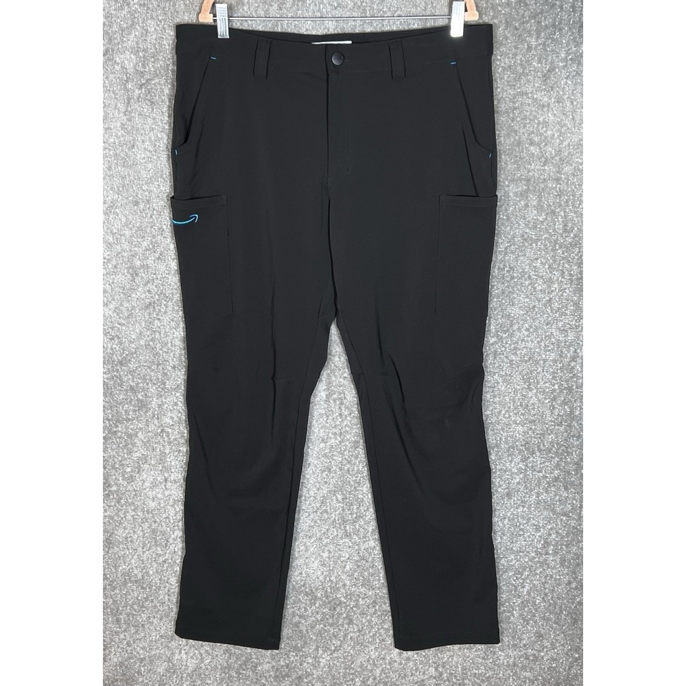 Luly Yang Amazon Cargo Uniform Pants Mens Sz L 35-36 Black Straight Leg Pockets‎